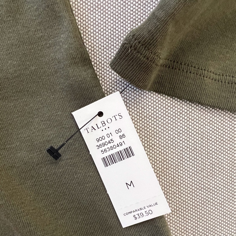 TALBOTS Cotton Long Sleeve Tee/ Olive Night - Picture 4 of 4